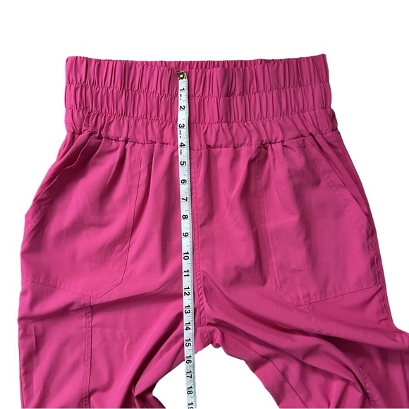 New In Neon Pink High Rise Smocked Ruche Elastic Waist Joggers Sz Large - Picture 7 of 10